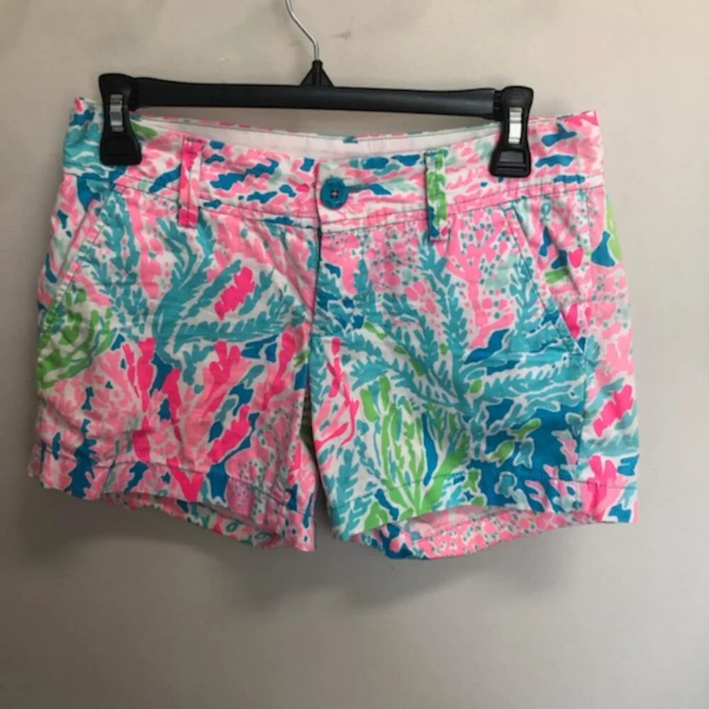 Lilly Pulitzer Lets Cha Cha Coral Callahan Short Size 00 - Picture 2 of 5